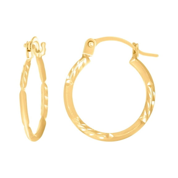 14k Yellow Gold Womens Fashion Hoop Earrings 16.2x14.4mm Wide Hoop Earring for Women - .4 Grams