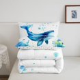 thumbnail image 5 of meiyoeat Watercolor Whale Ocean Full Size Comforter Sets,Sea Print Bedding Comforter Set For Girl,Reversible,3 Pieces,1 Comforter and 2 Pillowcases, 5 of 7