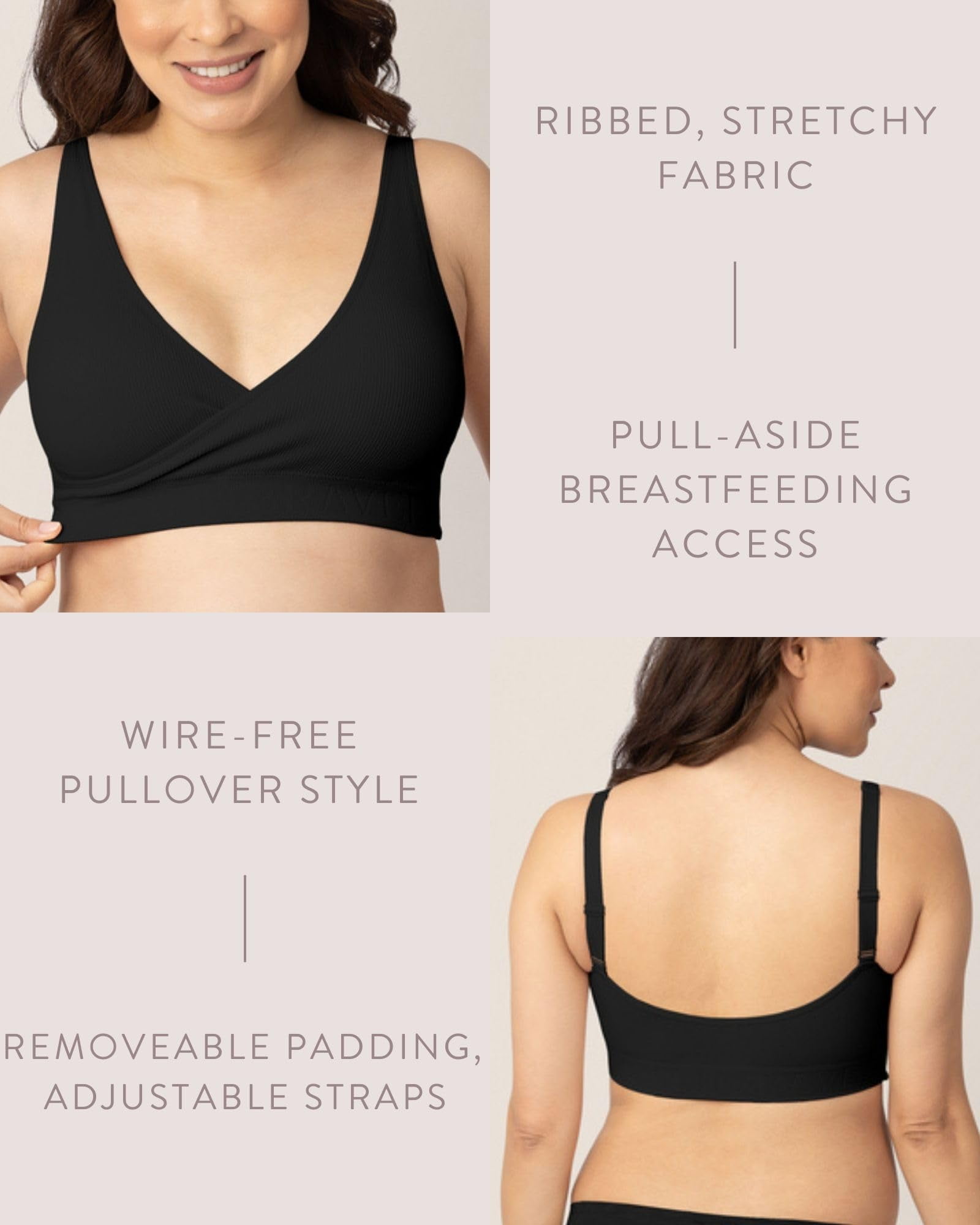 Kindred Bravely Maternity Sublime Adjustable Crossover Nursing and Lounge Bra, sizes S-1X, S-1X Busty