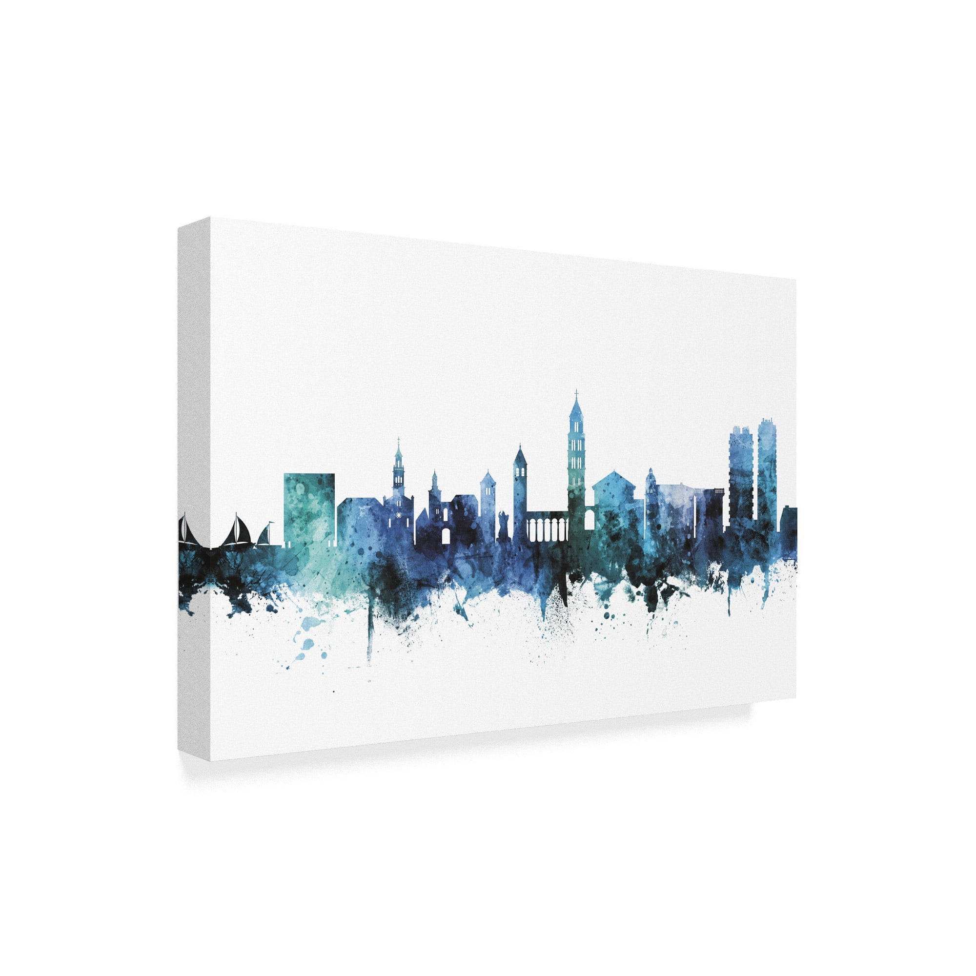Trademark Fine Art 'Split Croatia Blue Teal Skyline' Canvas Art by Michael Tompsett