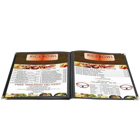 30 Pack Menu Covers 8.5x11 inch Black Triple Fold Book Style Holder with 3 Page 6 View Protective Corner For Restaurant Hotel Deli Cafes Bars Pubs
