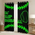 thumbnail image 2 of Castle Fairy Teenagers Eat Sleep Baseball Black Out Curtains,Sport Theme Curtains Pack of 2 (42x63 Each),Black Green Bedroom Curtains,Ultra Soft Home Decor, 2 of 6