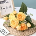 thumbnail image 5 of ZOELNIC 3PACK Artificial Flowers Silk Peony Rose Real Touch Fake Flowers Single Stem with 5 Heads Vintage Bouquet for Home Wedding Party Decoration Orange, 5 of 8