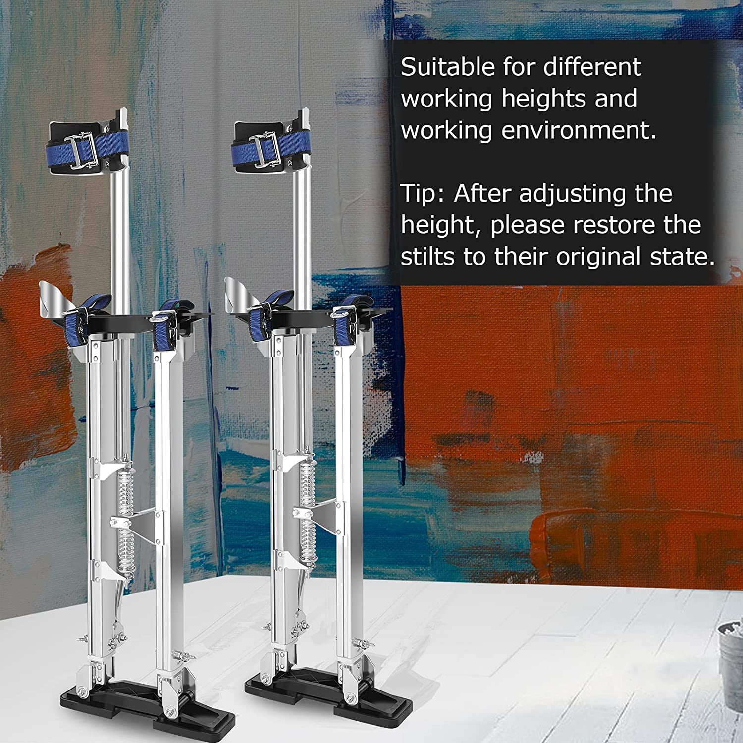 2440 Inches Aluminum Drywall Straps Stilts for Adult,Silver,Height