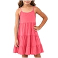 thumbnail image 2 of LEKWK Girls Tiered Casual Dress Sleeveless Spaghetti Strap Swing Sundress Lightweight Flowy Ruffle Dresses Summer Fashion Beach Vacation Boho Clothes 3-14Y, 2 of 8
