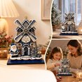 thumbnail image 7 of syligr Wooden Christmas House Ornament, Gingerbread Windmill House Christmas Tabletop Decoration for Mantel Shelf, Holiday Home Decor for Office, Party Gift, 6Inch, Blue, 7 of 7