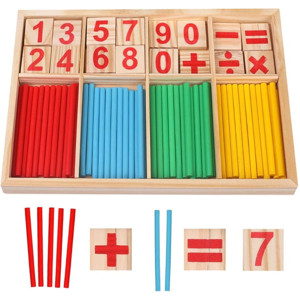 Varillas de conteo de madera, juguetes de inteligencia matemática, tarjetas numéricas de madera, bloques de construcción, regalo para niños, juguetes educativos preescolares
