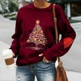 thumbnail image 2 of CEHVOM Femmes Manches Longues Col Rond Imprimé de Noël T-Shirt Décontracté Hauts Chandail Blouse, 2 of 4
