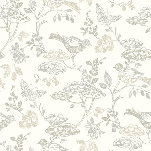 Chesapeake Malmo Grey Trail Wallpaper, 20.5-in by 33-ft