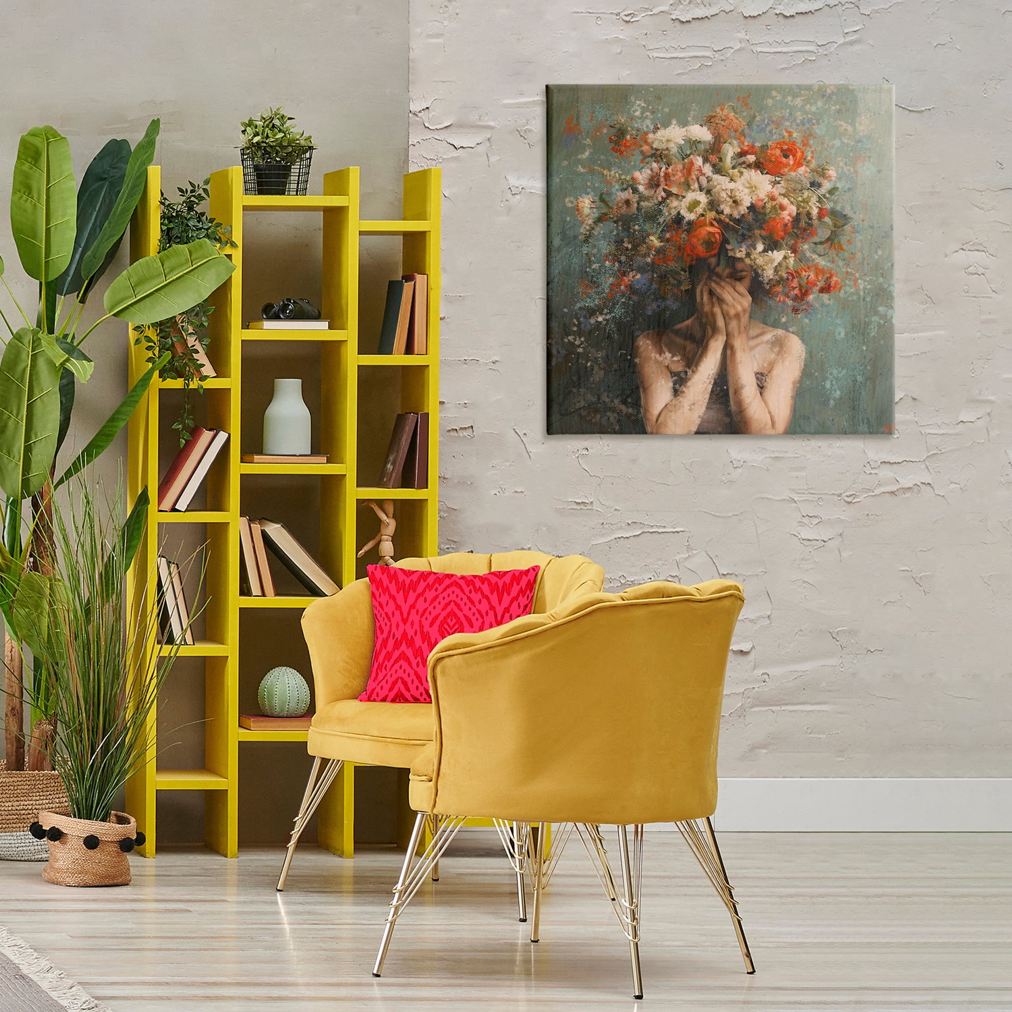 Stupell Industries Floral Figure Portrait Floral & Botanical Painting Wrapped Canvas Art Print Wall Art, 30 x 30