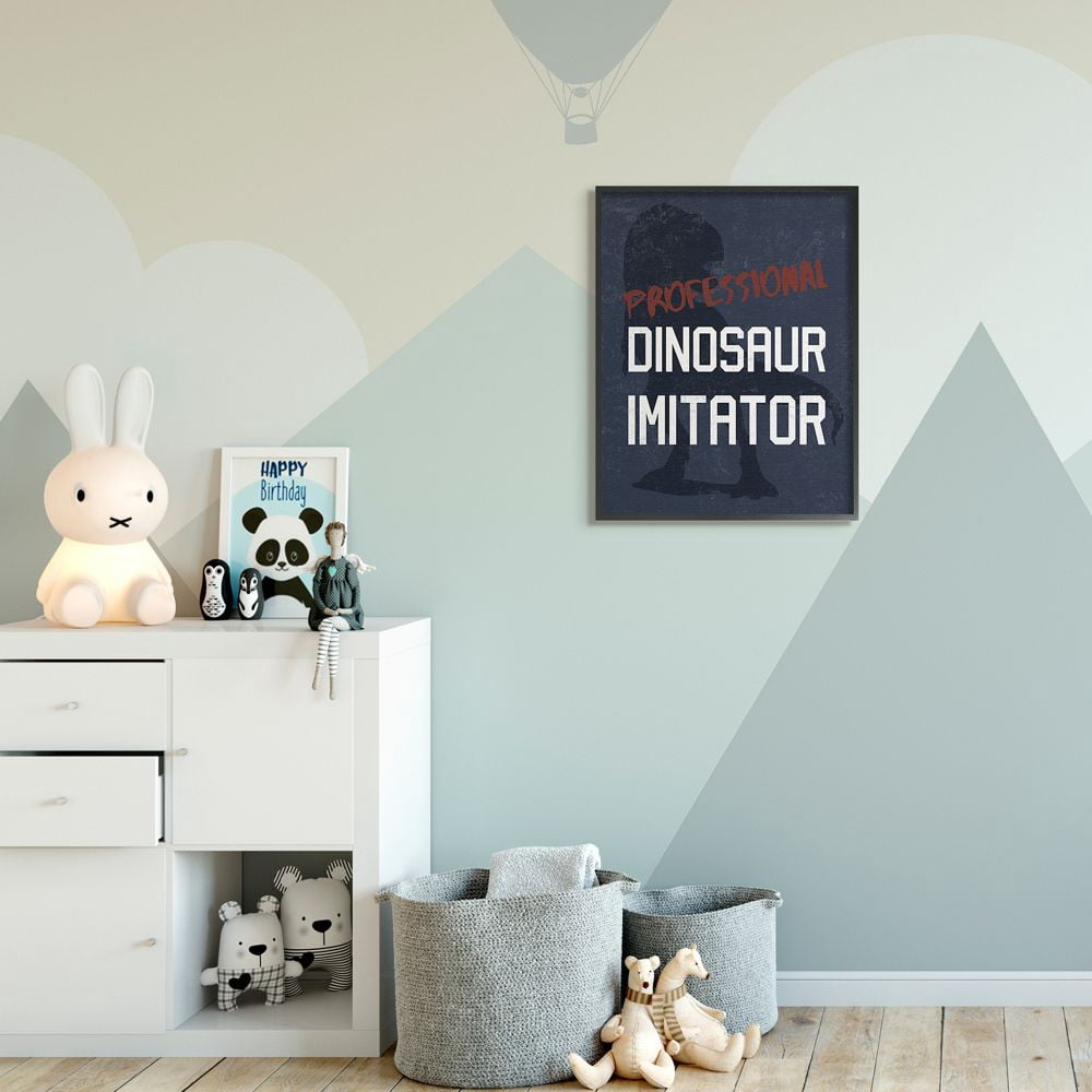 Stupell Industries Children's T-Rex Professional Dinosaur Imitator Reptile Phrase Framed Wall Art Design by Daphne Polselli, 24" x 30", Black Framed