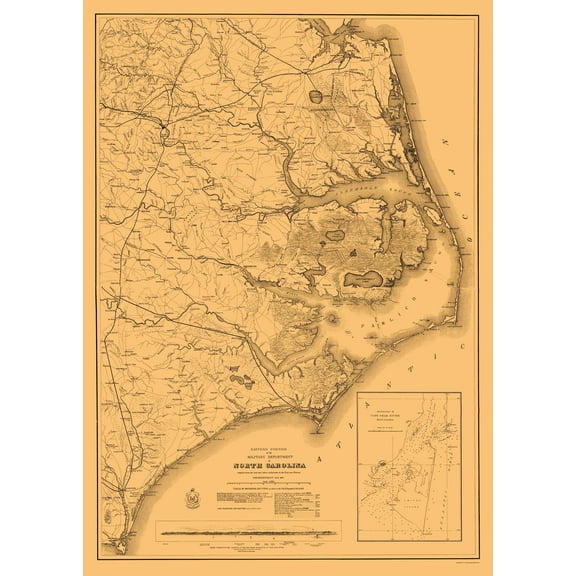 Historical Civil War Map - North Carolina Eastern Portion Military - Fillmore 1862 - WallArt