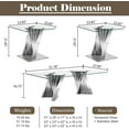 thumbnail image 5 of Modern 3-Piece Glass Coffee Table and End Table Set, High-Transparency Tempered Glass Top and Irregular Stainless Steel Double Base, Cocktail Table, for Living Rooms, Reception Areas, 5 of 6