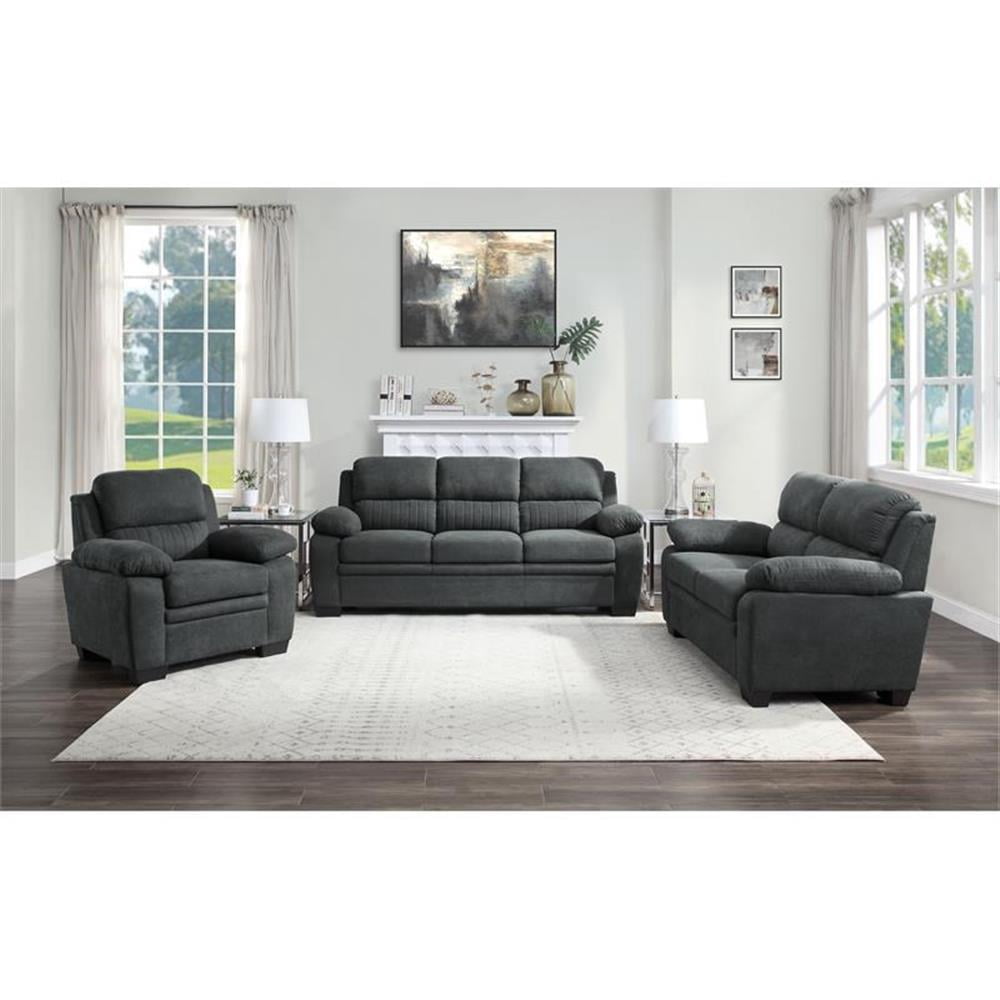 Lexicon Modern Tufted Loveseat with Exposed Legs, Dark Gray