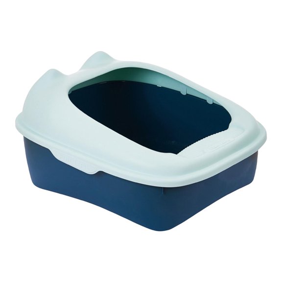 Cat Durable with High Side Easy to Clean Privacy Kitty Litter Pan blue