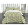 thumbnail image 3 of Ambesonne Modern Quilted Bedspread Set 3 Pcs, Yellow Grey Zig Zag, Queen Size, Pale Grey and Mustard, 3 of 5