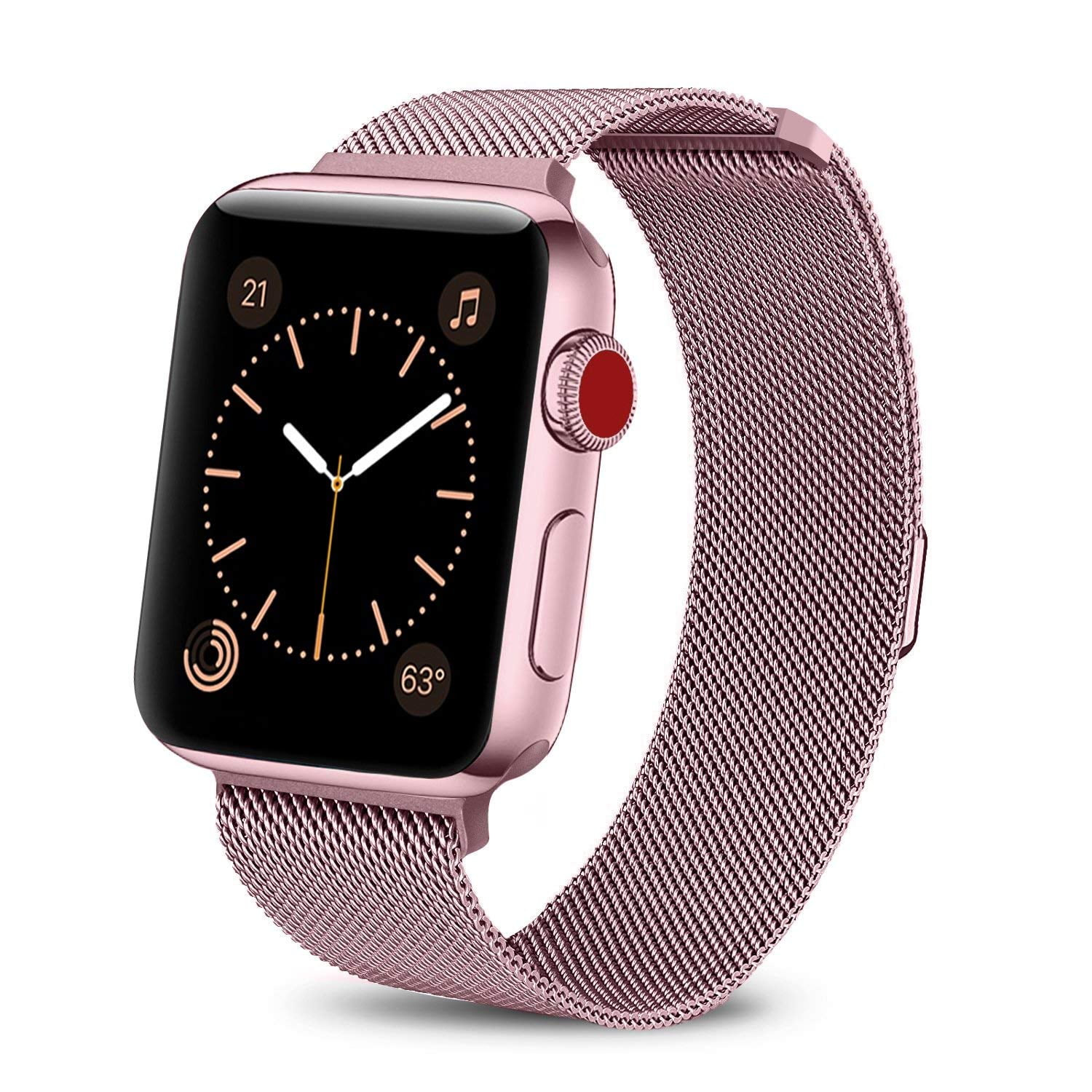 Coverlab Apple Watch Band 38mm Stainless Steel Mesh Milanese Loop With Adjustable Magnetic Closure With Clear Hard Case For Apple Watch Series 3 2 1