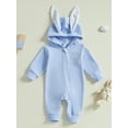 thumbnail image 2 of aturustex Baby Easter Bunny Costume for Infant Girls Boys Hooded Jumpsuits 0-18M Newborn Zip Up Rabbit Romper Letter Long Sleeve Playsuits Toddler Fasy Loose Casual Comfy Spring Fall Outfits, 2 of 7