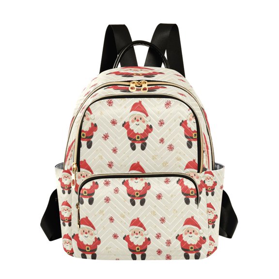 Quilted Backpack Fashion Backpack 10.23*5.11*12.59 Inch Women's Fashion Backpack Picnic Shopping Travel Out Sports backpack Cute Cartoon Santa Seamless