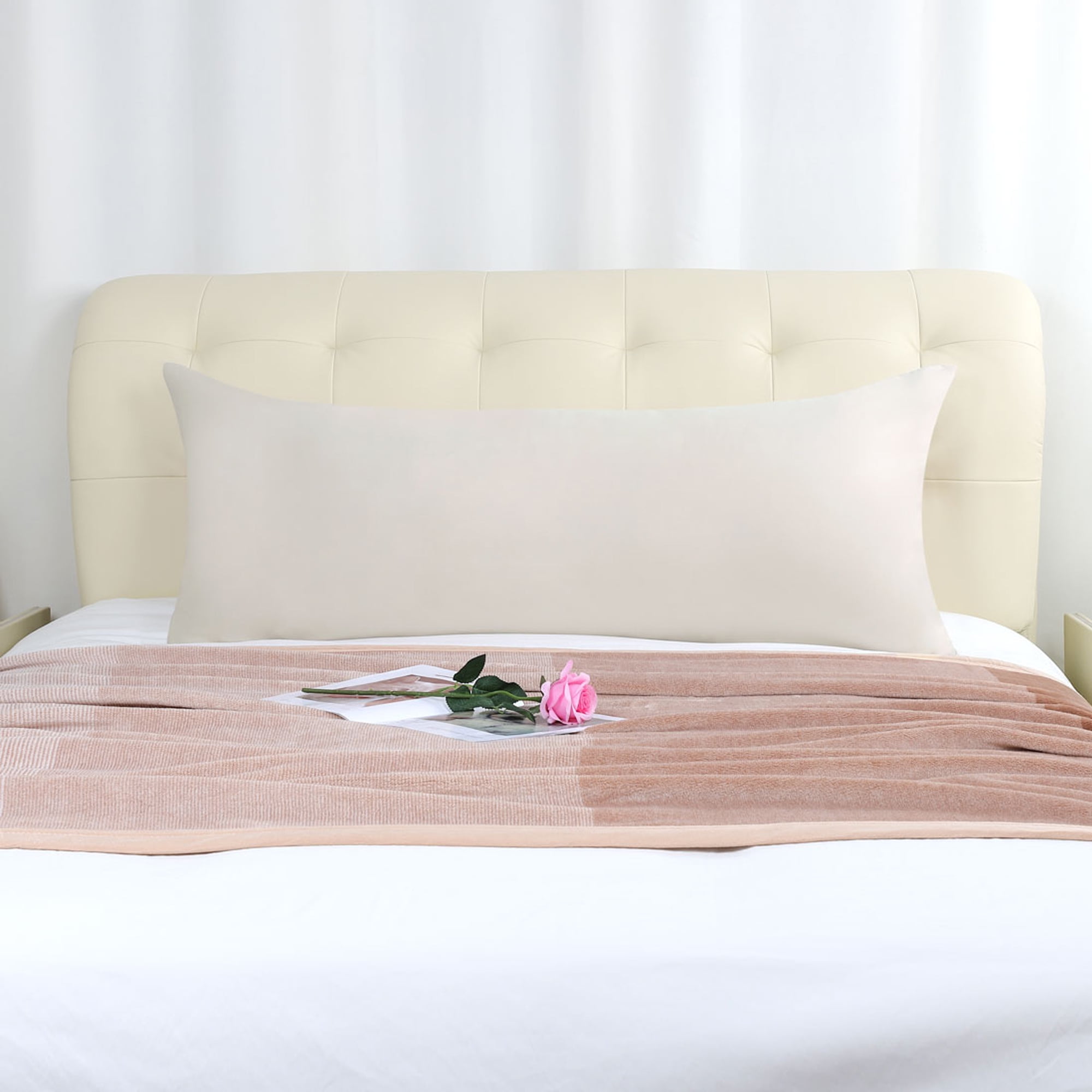 Body Pillow Cover Long Bolster Pillowcase Covers w Zipper Beige 20"x48