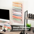 thumbnail image 6 of Mind Reader Wall File Organizer, 8 Pocket Hanging Document Rack, Office Wall Mount, Metal Mesh, Pink, 6 of 6