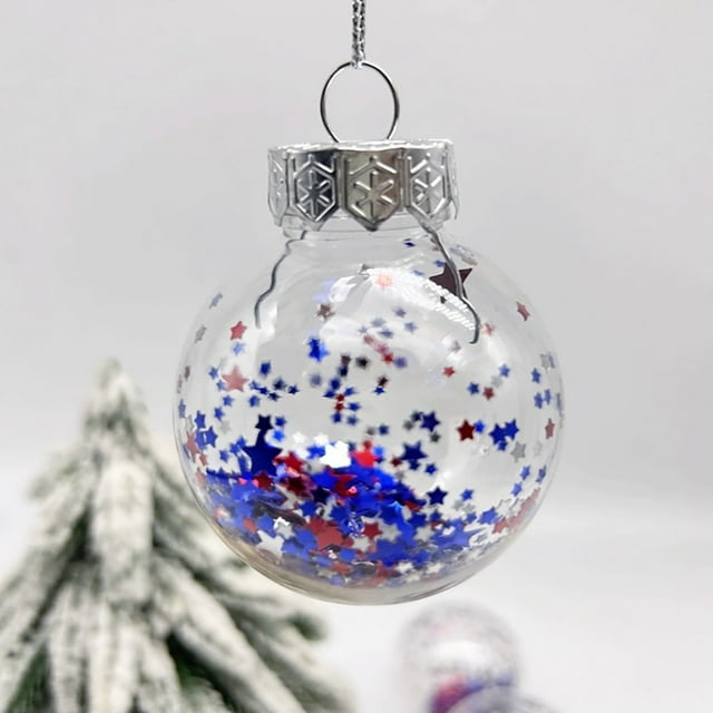 Wmhnj Juego de 6 adornos colgantes patriticos para la fiesta del Da de la Independencia. Adornos rojos, blancos y azules electrochapados y pintados a mano para la decoracin navideña del hogar.
