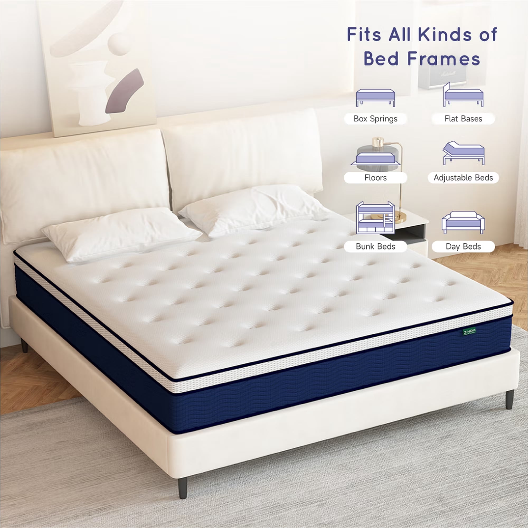 Z-hom 12 inch Twin Size Mattress, Hybrid Memory Foam Mattress in a Box