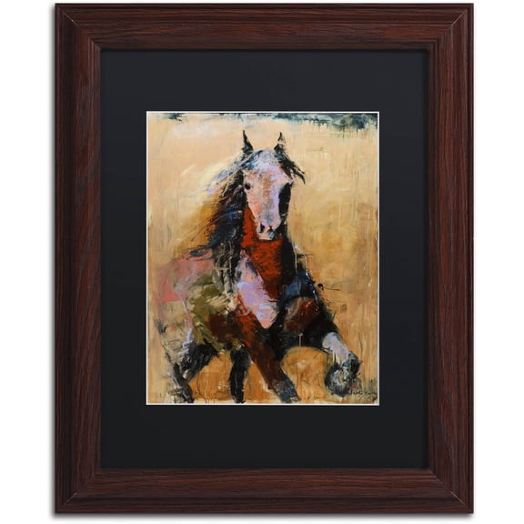 Trademark Fine Art "Golden Horse" Canvas Art by Joarez, Black Matte, Wood Frame