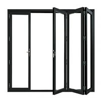 Aluminum Folding Patio Door - 120" x 96" - 4 Panel Black - Indoor Outdoor Transition