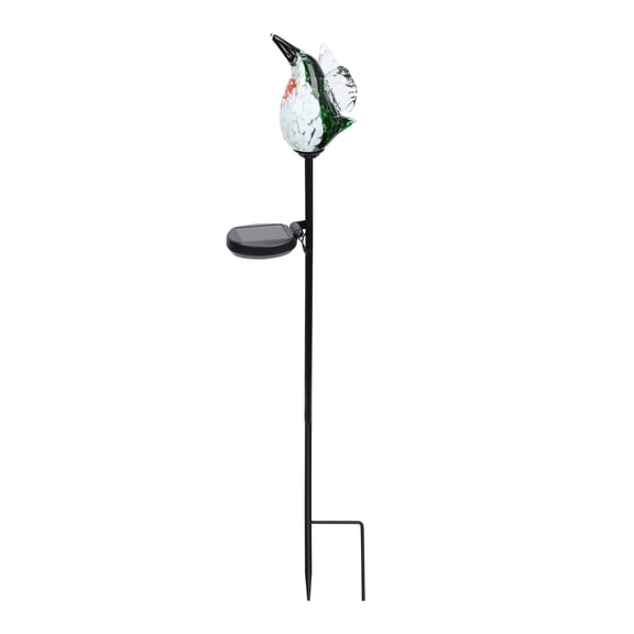 MUMTOP 33.5" Solar Hummingbird Garden Stake Outdoor Decorative Lights Metal Glass