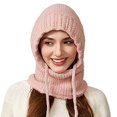 thumbnail image 6 of Yuanlong Womens Hats Winter Knitted Thick Fuzzy Lined Neck Warmer One Piece Beanie Caps Outdoor Skiing Thermal Scarf Hat, 6 of 6