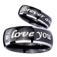 thumbnail image 2 of Tungsten I love you forever and ever 8mm Glossy Black 2 Tone Dome Polished Edges Men Ring, 2 of 2