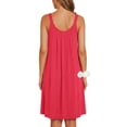 thumbnail image 4 of UVN Womens Nightgown Sleeveless Sleepwear Crewneck Wide Strap Pleated Nightshirt Casual Print Sleepdress, 4 of 8