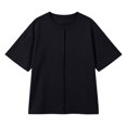 thumbnail image 6 of Iyufng Womens Crew Neck T-Shirt Front Vertical Seam Drop Shoulder Oversized Short Sleeve Loose Solid Casual Daily Top, 6 of 7