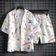 thumbnail image 3 of Conjuntos de camisas para hombre, conjuntos de playa blancos, conjunto de 2 piezas, conjunto coreano de dos camisetas, pantalones cortos, trajes para hombre, elegantes, 5xl, elásticos, sueltos, fresco, 3 of 4