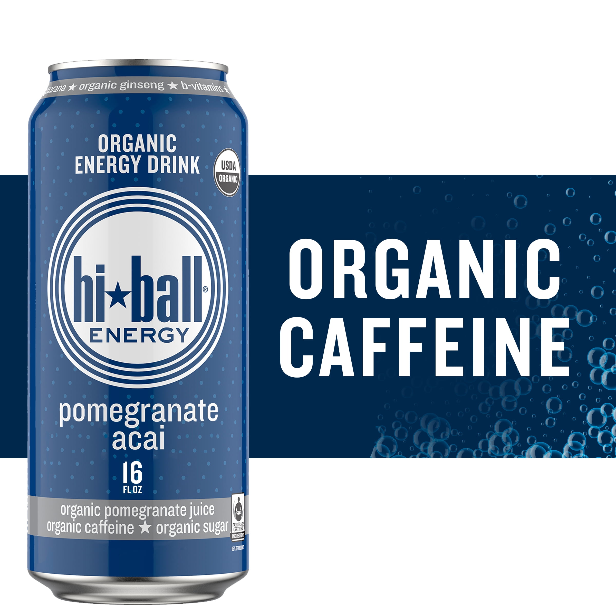 HiBall Energy Certified Organic Energy Drink, Pomegranate Acai, 16 fl