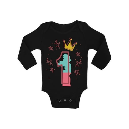 

Awkward Styles 1st Birthday Bodysuit I m One Cute Crown Pink Baby Romper