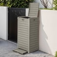 thumbnail image 6 of Uforic 31 Gallon Large Outdoor Trash Bin, Waterproof Resin Garbage Can with Lid & Drip Tray, Light Brown Waste Container for Porch & Backyard, 6 of 8