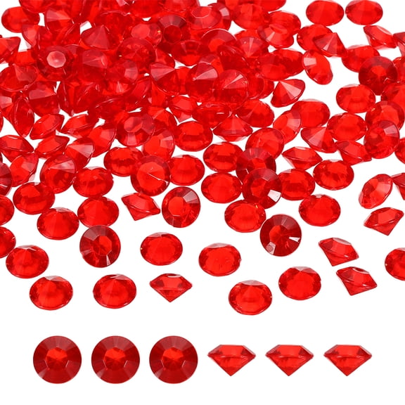 Uxcell 500 Pcs Wedding Table Scatter Confetti Fake Crystals, Acrylic Diamonds Rhinestones Vase Fillers Gems for Crafts, Table Centerpiece Decor, Bridal Shower Party (Bright Red, 12mm)