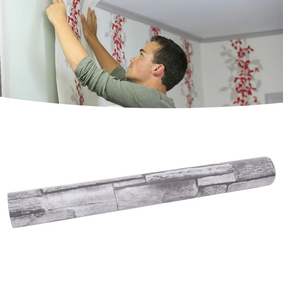 3D Brick Wallpaper, Stone Peel and Stick Wallpaper Self Adhesive PVC Grey for Living Room