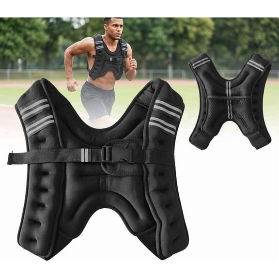 QinaQin Weighted Vest,Strength Training Vest with Reflective Strips for Home Gym,Workout,Strength Training,20 LBS