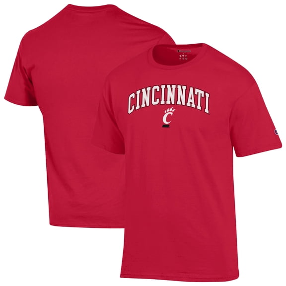 Men's-Champion Red Cincinnati Bearcats Arch Over Logo T-Shirt
