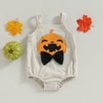 thumbnail image 2 of Okbabeha My First Halloween Baby Girl Boy Outfit Cute Pumpkin Romper Onesie Corduroy Overalls Halloween Baby Clothes, 2 of 7