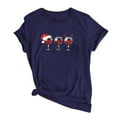 thumbnail image 2 of Puntoco - Camiseta informal de Navidad para mujer, con estampado de copas de vino, de manga corta, con cuello redondo Puntoco Puntoco-5546, 2 of 4
