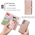 thumbnail image 3 of Compatible with Samsung Galaxy S22 5G Wallet Case,Detachable 2 in 1 Magnetic Zipper Leather Cover Case [6 Card, 3 of 5