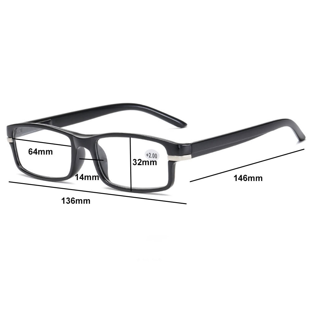 3 Pairs of Retro Lightweight Presbyopic Glasses +3.00, Spring Hinge Rectangular Black Reading Glasses 3.00 for men and women