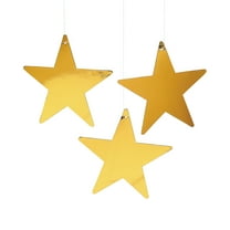 9" Gold Cardboard Star Decoration (12Pc) - Party Decor - 12 Pieces