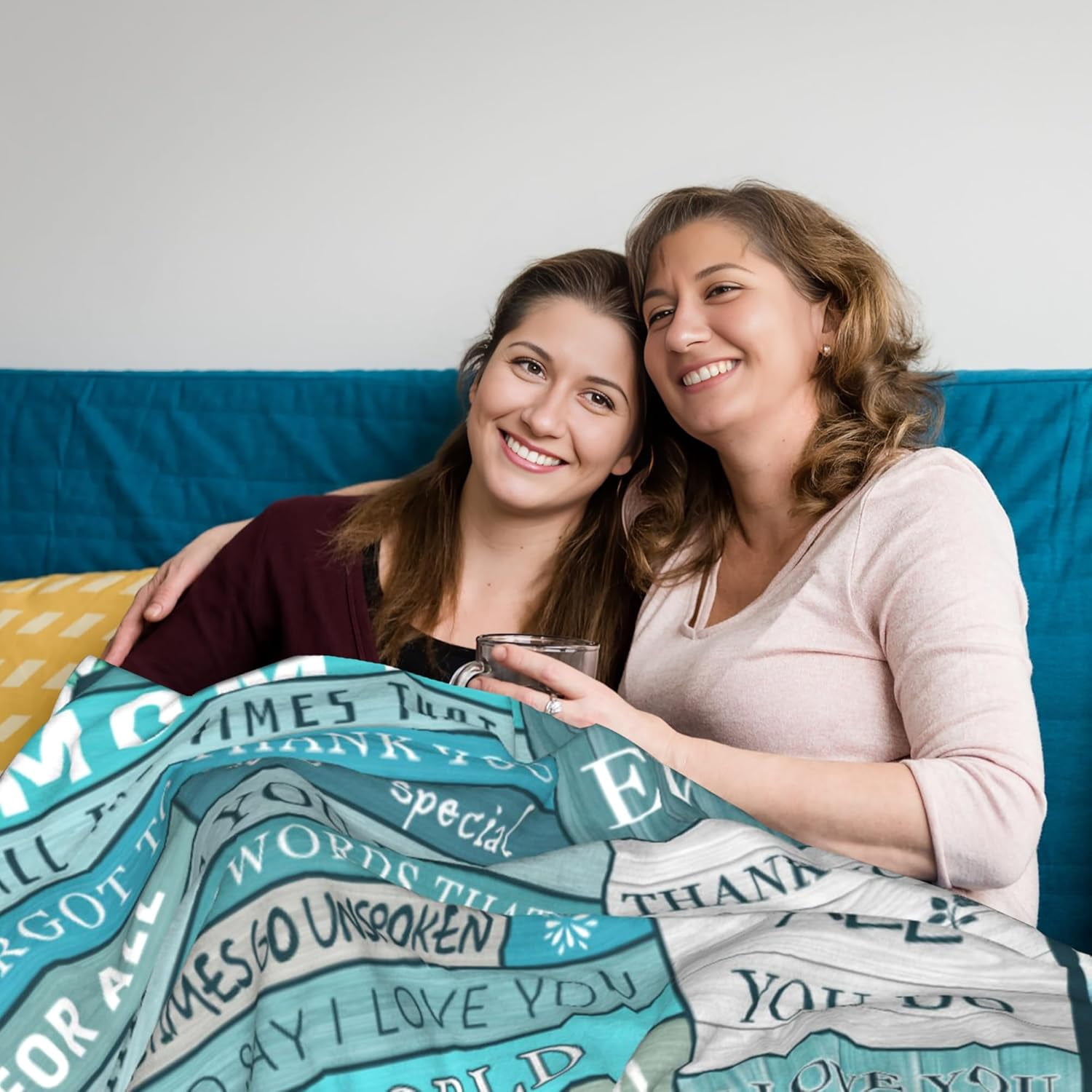 Birthday Gifts for Mom, Mom Blanket Soft Flannel Mama Blanket for Women Wife Grandma Mothers Day Anniversary from Daughter Son 50" x 60" Blue