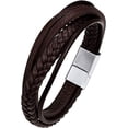 thumbnail image 1 of Pulsera de hombre de 21 cm, pulsera de cuero marrón para hombre, pulsera impermeable, novio, esposo, padre, hijo, pulsera de cumpleaños de Navidad y Año Nuevo, regalo, 1 of 5