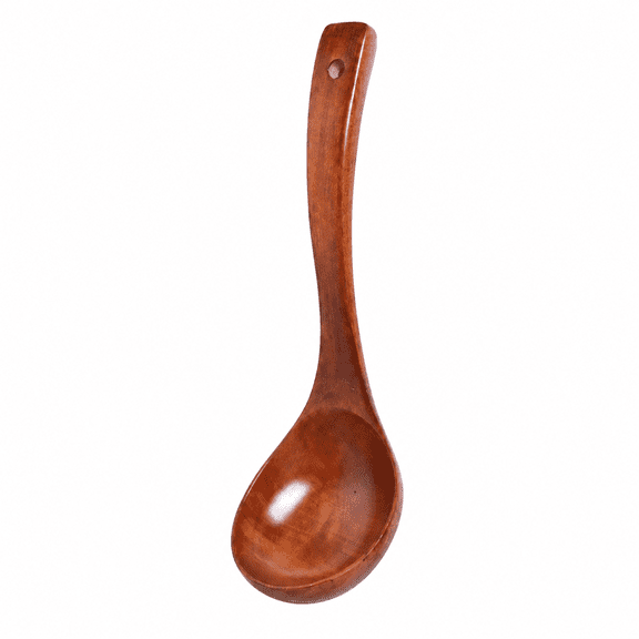RAIRSKY Large Solid Wood Soup Ladle, 28 x 8 cm, Long Handle Wooden Cooking Spoon, Natural Wood Serving Ladle for Kitchen